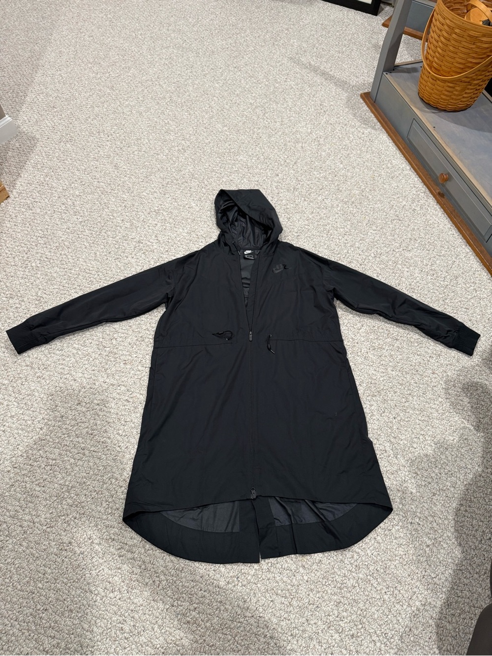Nike Black Hooded Longline Trench Coat